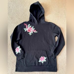 H&M Women’s Hoodie in Black with Flower Detail